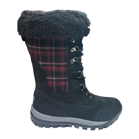 BEARPAW® Lotus Plaid Suede Water-Repellent Lace-Up Boot -  Size 8 - Picture 1 of 10